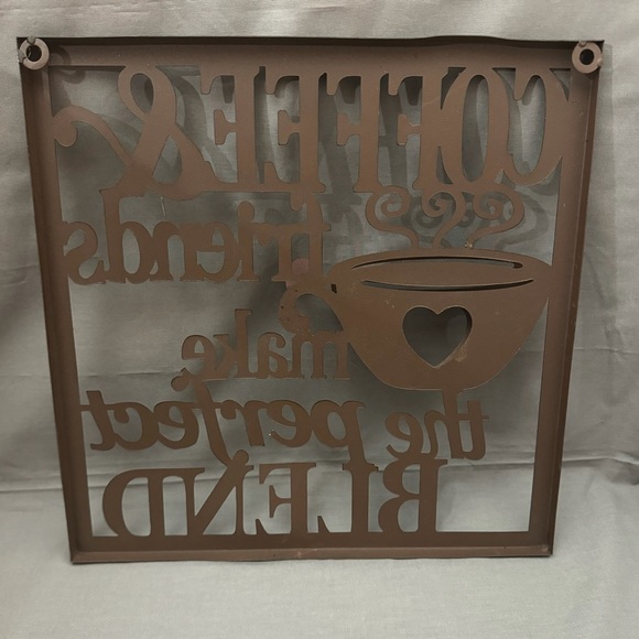 Hangable Metal Wall Decor “Coffee and Friends Make the Perfect Blend” - Picture 2 of 2